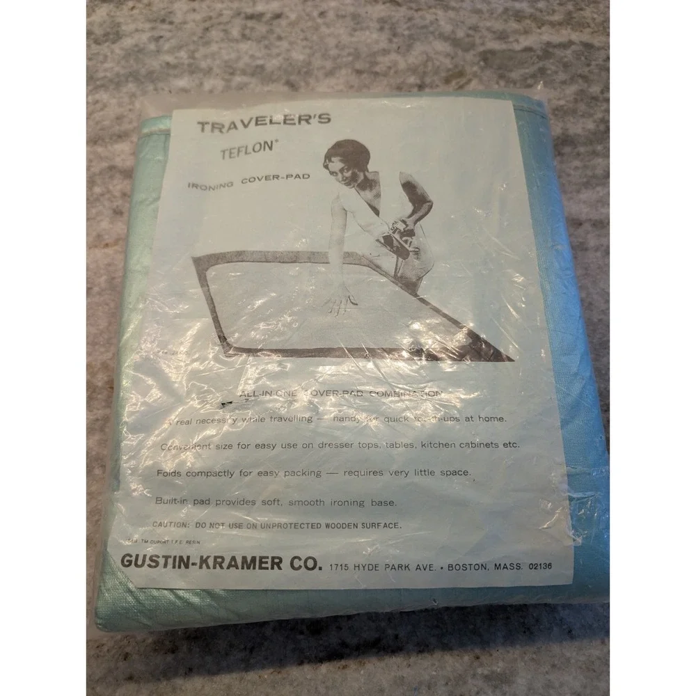 Vintage Traveler's Teflon‎ Ironing Cover-Pad Mint Metallic Gustin Kramer Co